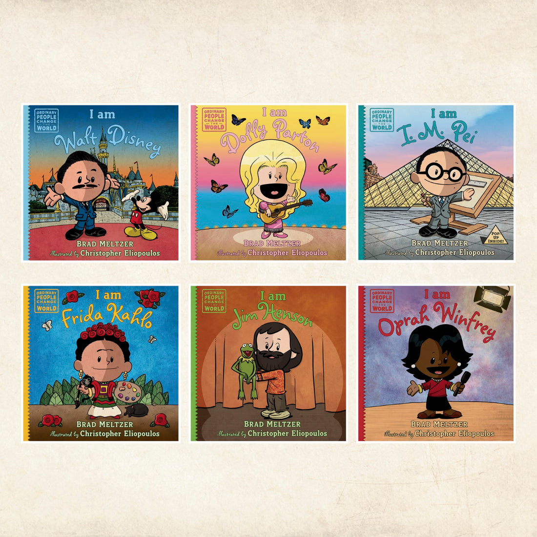 Creativity Bundle - 6 Books ~ Walt Disney, I.M. Pei, Dolly Parton, Frida Kahlo, Jim Henson, Oprah Winfrey